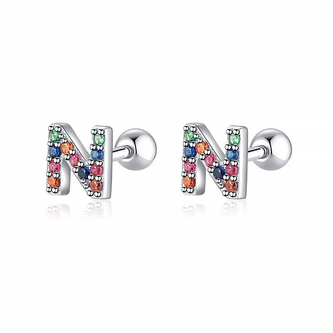 Coloured Letter Earrings - Letria-N-Silver-The Livary