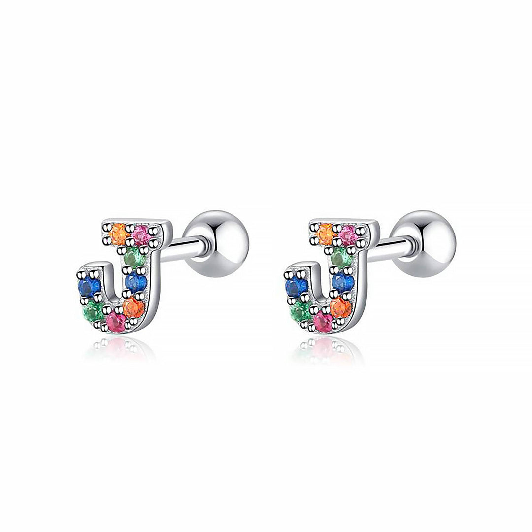 Coloured Letter Earrings - Letria-J-Silver-The Livary