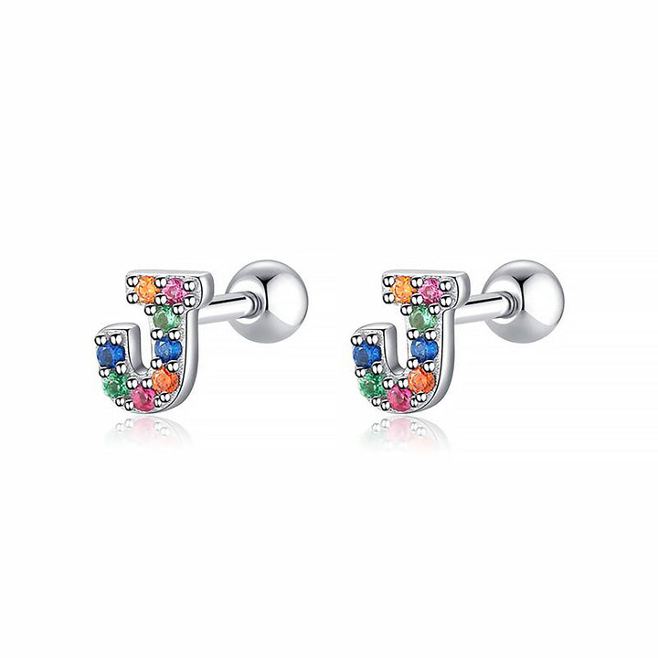 Coloured Letter Earrings - Letria-J-Silver-The Livary