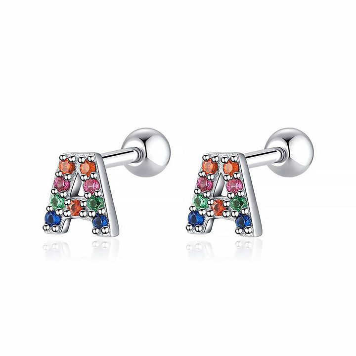 Coloured Letter Earrings - Letria-A-Silver-The Livary