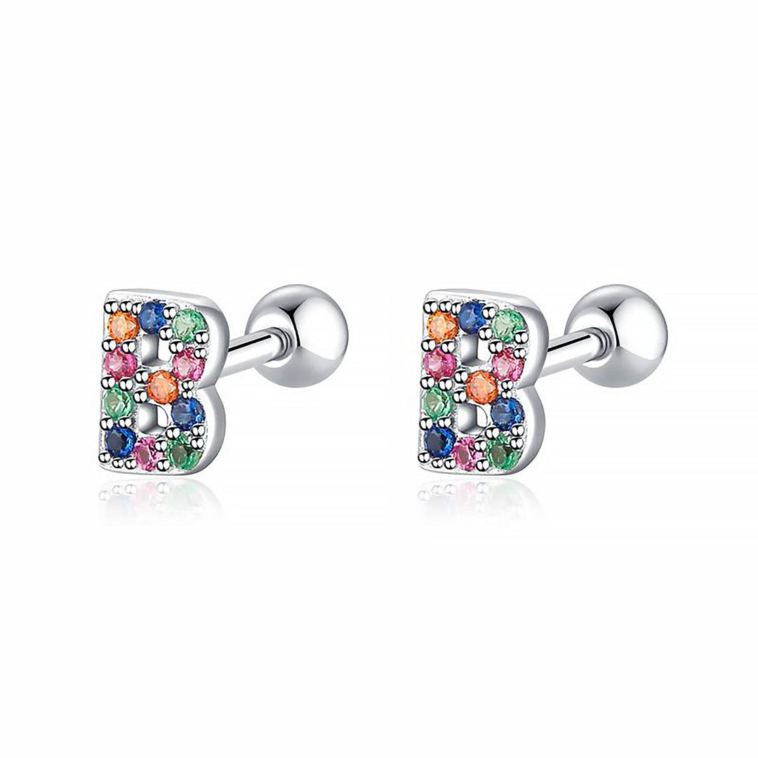 Coloured Letter Earrings - Letria-B-Silver-The Livary