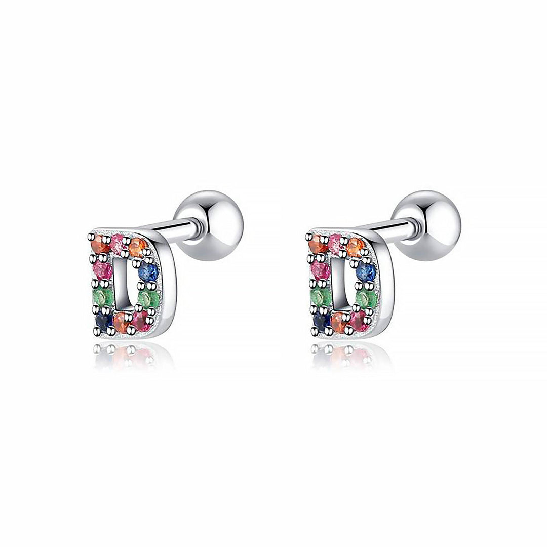 Coloured Letter Earrings - Letria-D-Silver-The Livary