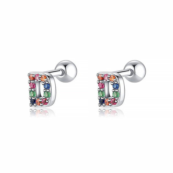 Coloured Letter Earrings - Letria-D-Silver-The Livary