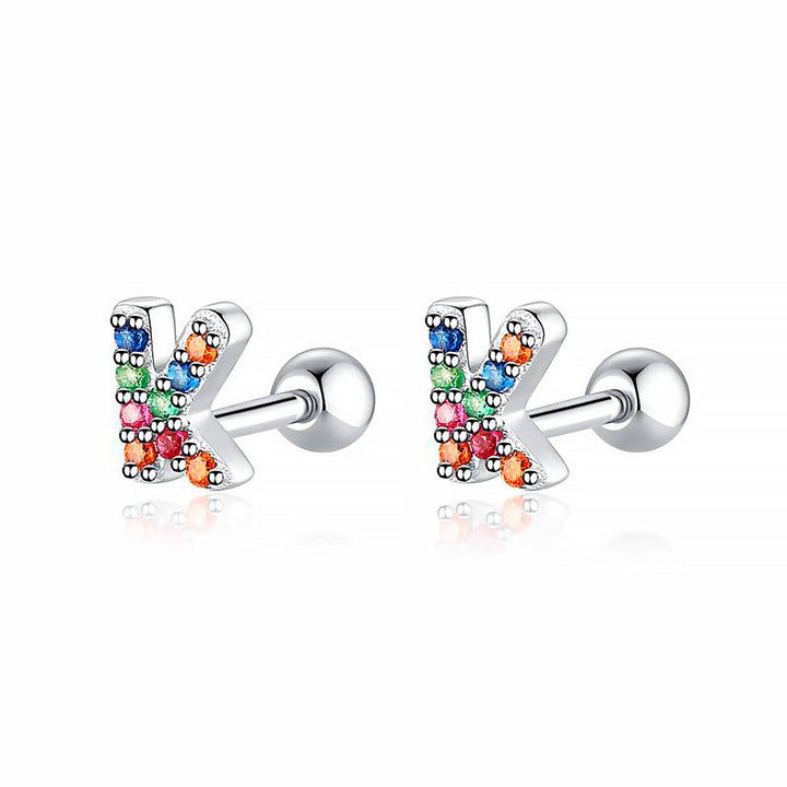 Coloured Letter Earrings - Letria-K-Silver-The Livary
