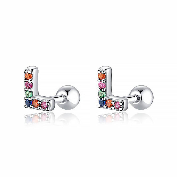 Coloured Letter Earrings - Letria-L-Silver-The Livary