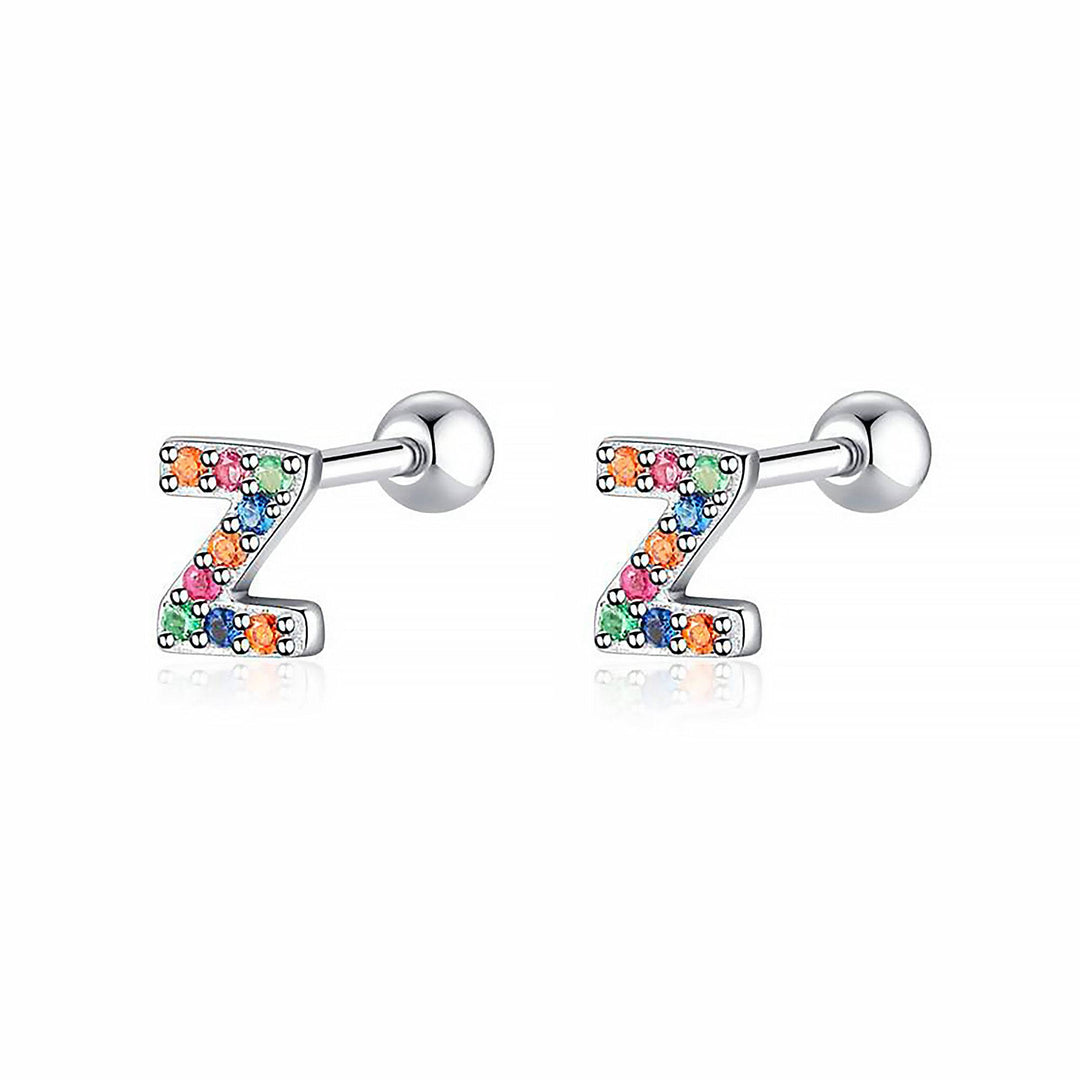 Coloured Letter Earrings - Letria-Z-Silver-The Livary