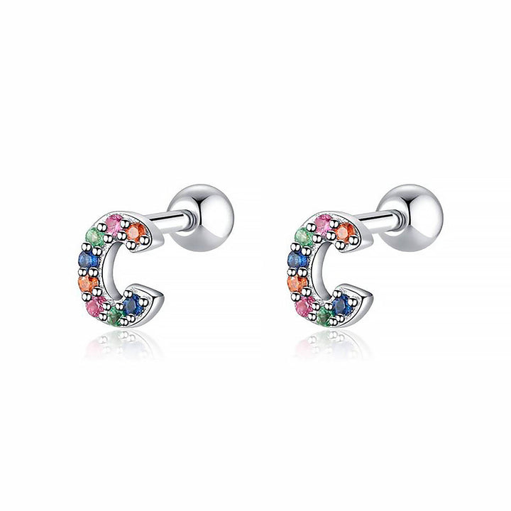 Coloured Letter Earrings - Letria-C-Silver-The Livary