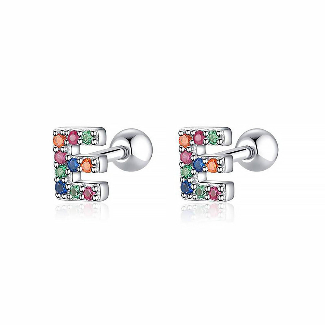 Coloured Letter Earrings - Letria-E-Silver-The Livary