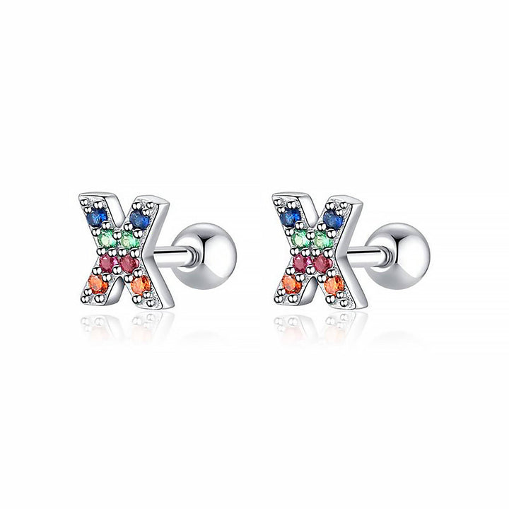 Coloured Letter Earrings - Letria-X-Silver-The Livary