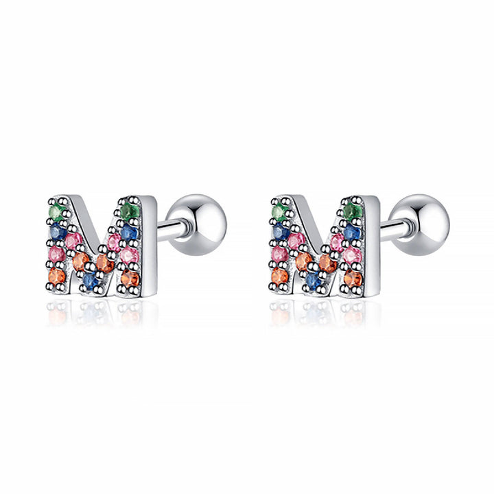 Coloured Letter Earrings - Letria-M-Silver-The Livary