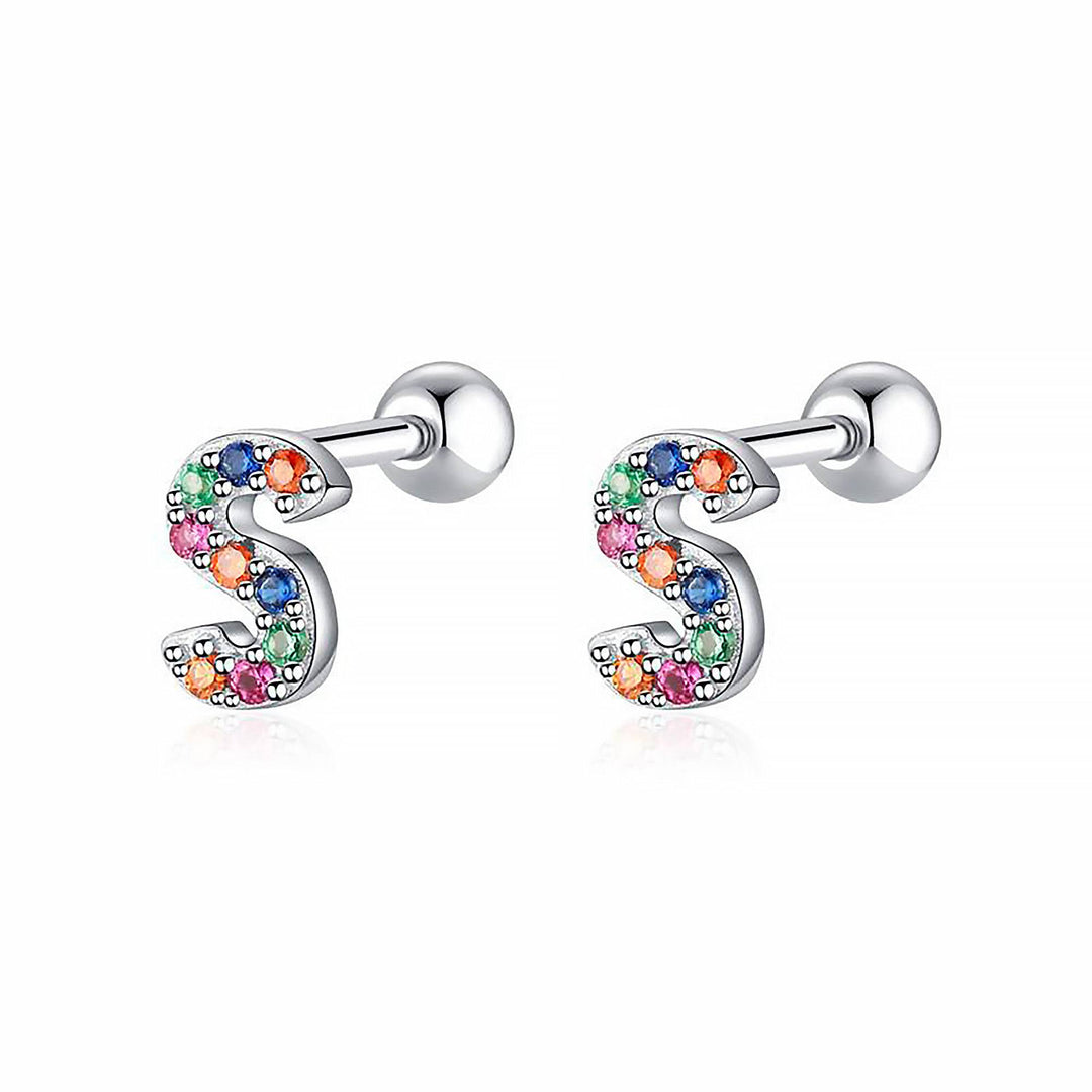 Coloured Letter Earrings - Letria-S-Silver-The Livary