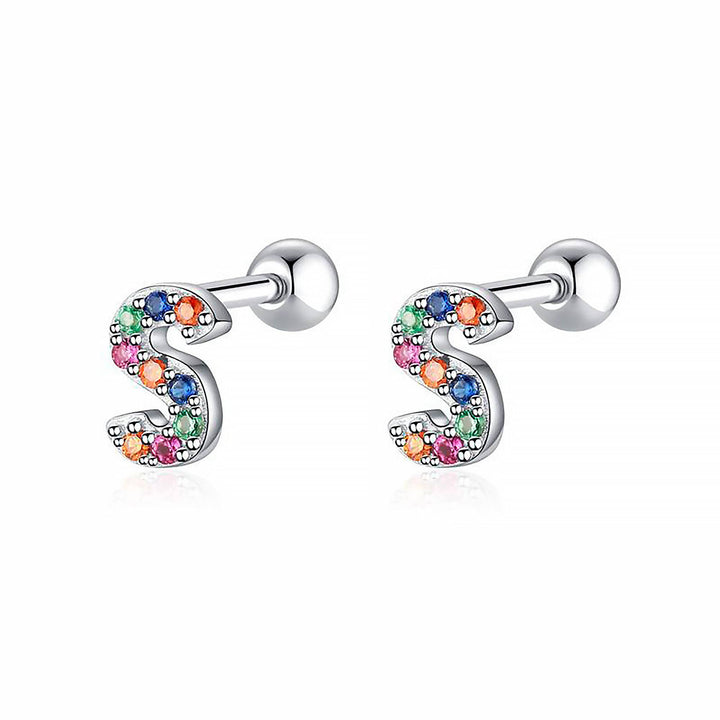 Coloured Letter Earrings - Letria-S-Silver-The Livary