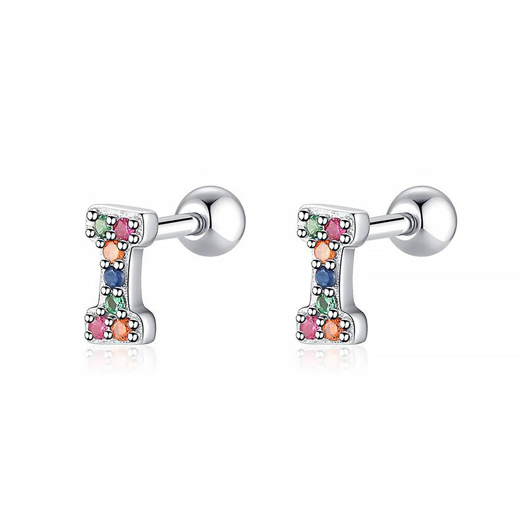 Coloured Letter Earrings - Letria-I-Silver-The Livary