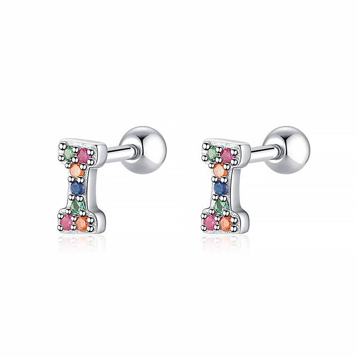 Coloured Letter Earrings - Letria-I-Silver-The Livary