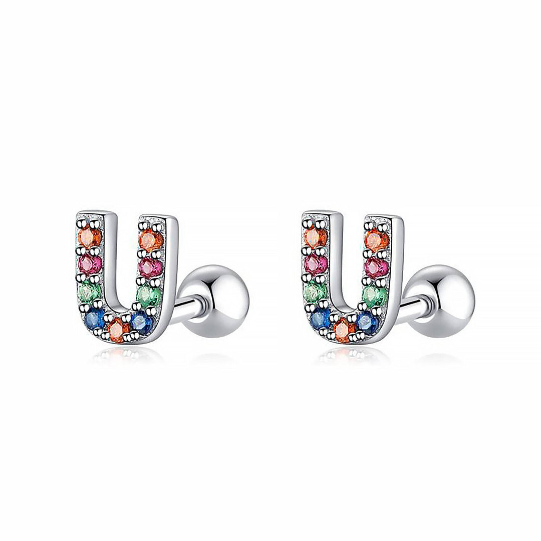 Coloured Letter Earrings - Letria-U-Silver-The Livary