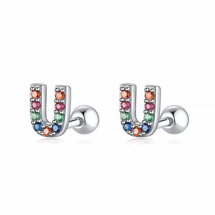 Coloured Letter Earrings - Letria-U-Silver-The Livary