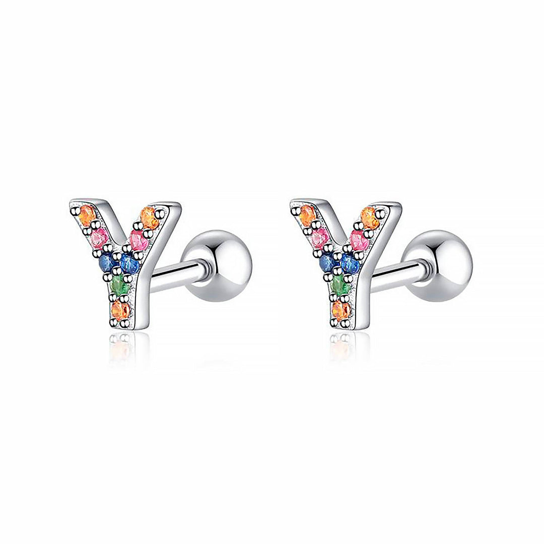 Coloured Letter Earrings - Letria-Y-Silver-The Livary