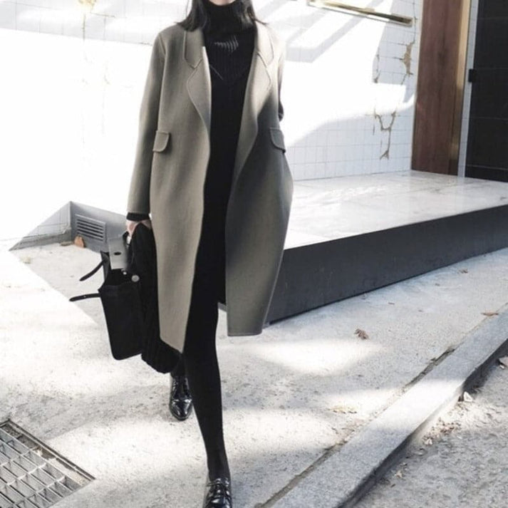 Fashionable Knee-Length Winter Coat - Elowen-Gray-XS-The Livary