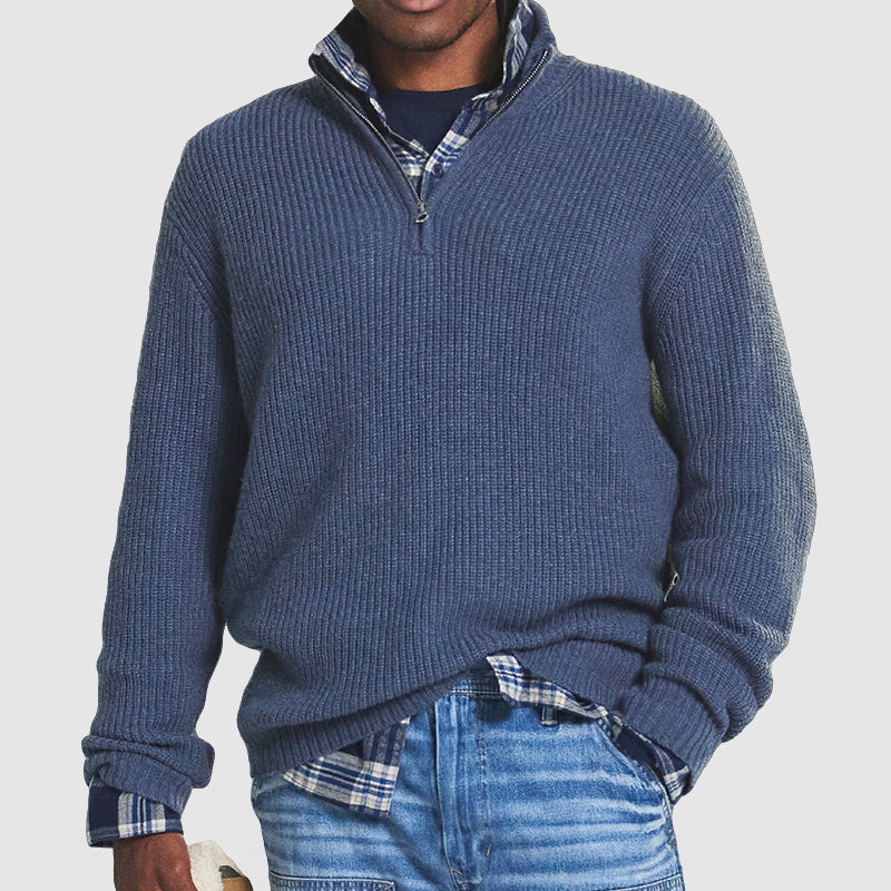 Business-Casual Men's Sweater with Zip - Vincent