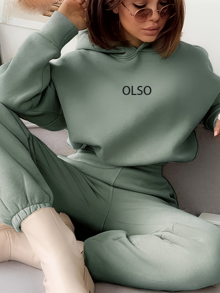 Casual Two-Piece Set with Stylish Letter Print - Elvira-Green-S-The Livary
