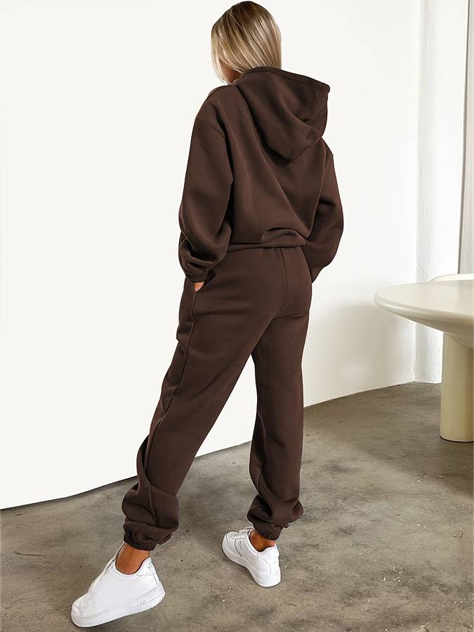 Casual Women's Sweatpants & Sweater Set - Harper-Brown-S-The Livary