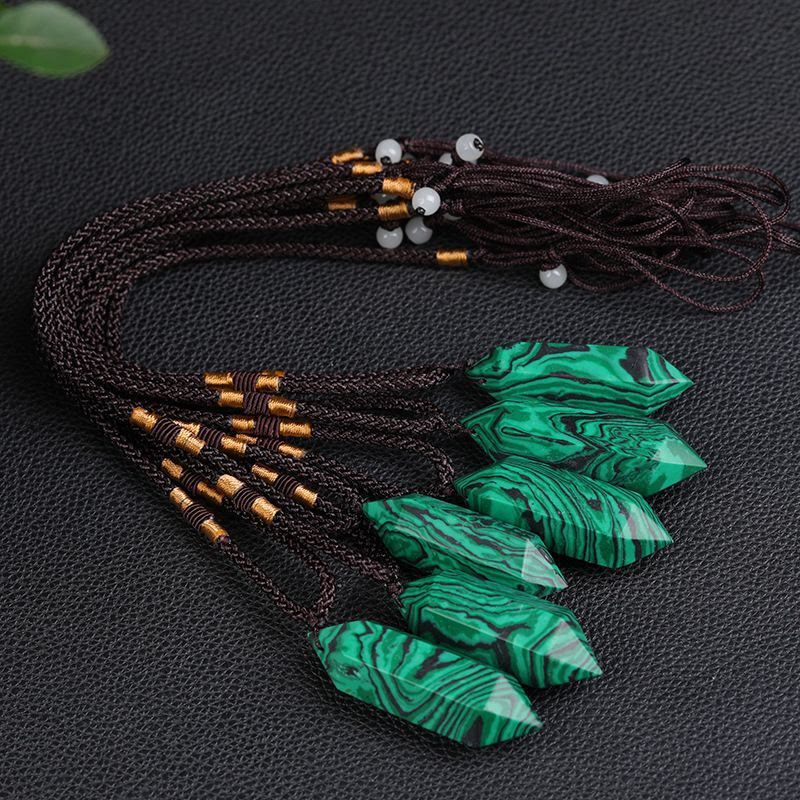 Natural Crystal Amethyst Healing Necklace - Lyra-Malachite-The Livary