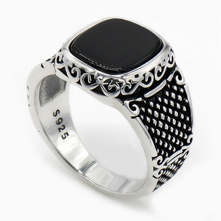 Black Onyx Silver Ring for Men - Max-2.24 in-The Livary