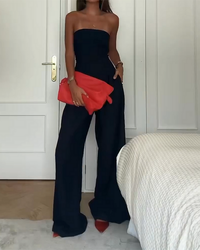 Strapless & Stylish Women's Jumpsuit for Every Occasion – Elina-Brown-XS-The Livary