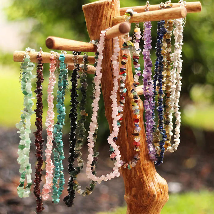 Stylishly Shaped Polished Crystal Necklace - Lina-Green Aventurine-The Livary