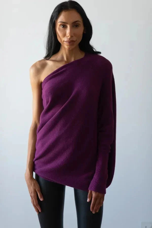 Asymmetric Oversized Women's Sweater - Sophia-Purple-The Livary