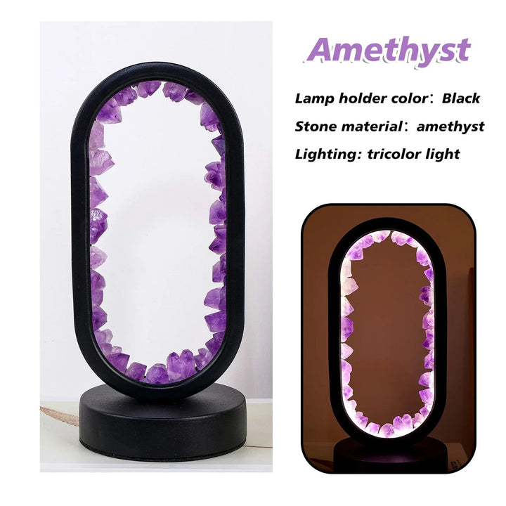 Handmade Amethyst Lamp - Serenith-Amethyst Raw Black-The Livary