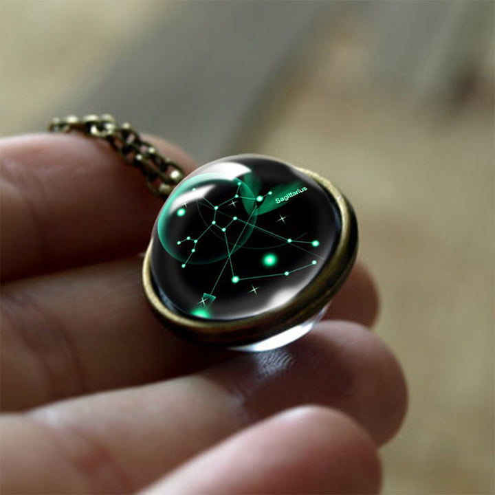 Glass 12 Zodiac Sign Protective Pendant - Sofia-Sagittarius-The Livary
