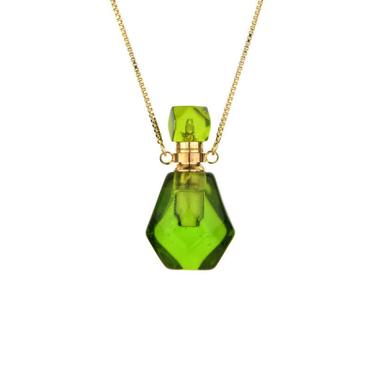 Crystal Perfume Bottle Necklace - Iris-Emerald-The Livary