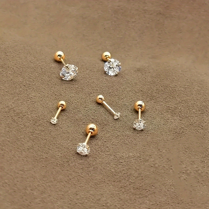 Stylish Zirconia Stud Earrings made of Titanium Steel - Lumen-0.12 IN 1 Pair-The Livary