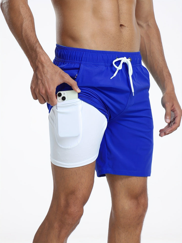 Quick-drying men's swim shorts with stretch & mobile phone pocket – Jonas-Royal blue-S-The Livary