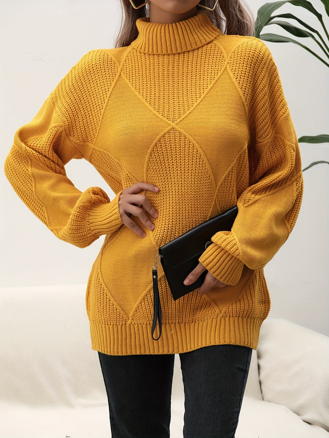 Trendy Plain Turtleneck - Selena-Yellow-S-The Livary