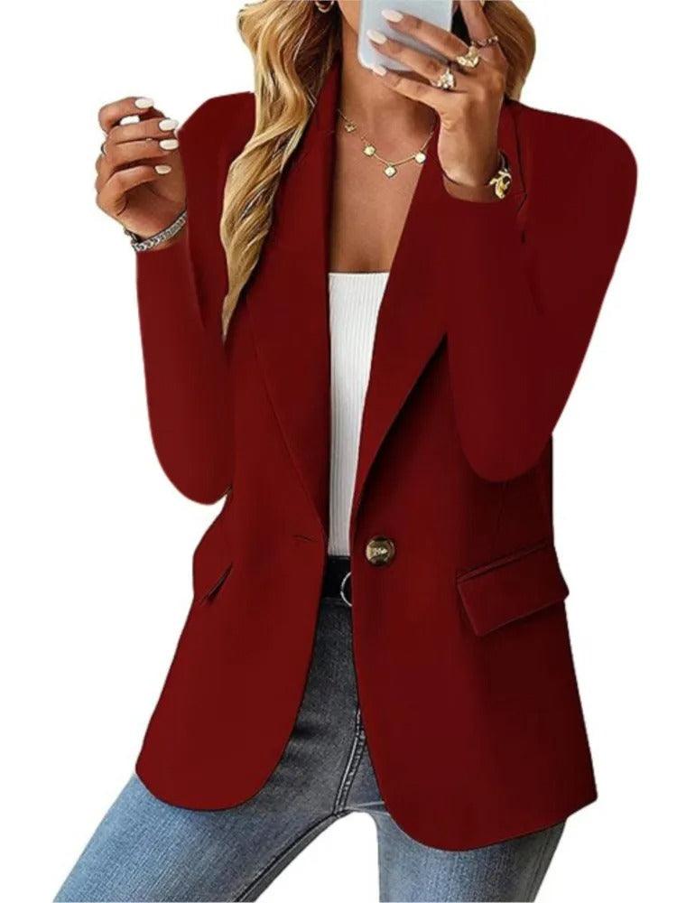 Casual Blazer with Long Sleeves - Mira-Bordeaux red-XS-The Livary