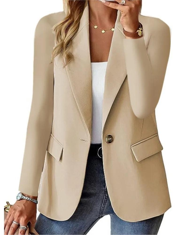 Casual Blazer with Long Sleeves - Mira-Light brown-XS-The Livary