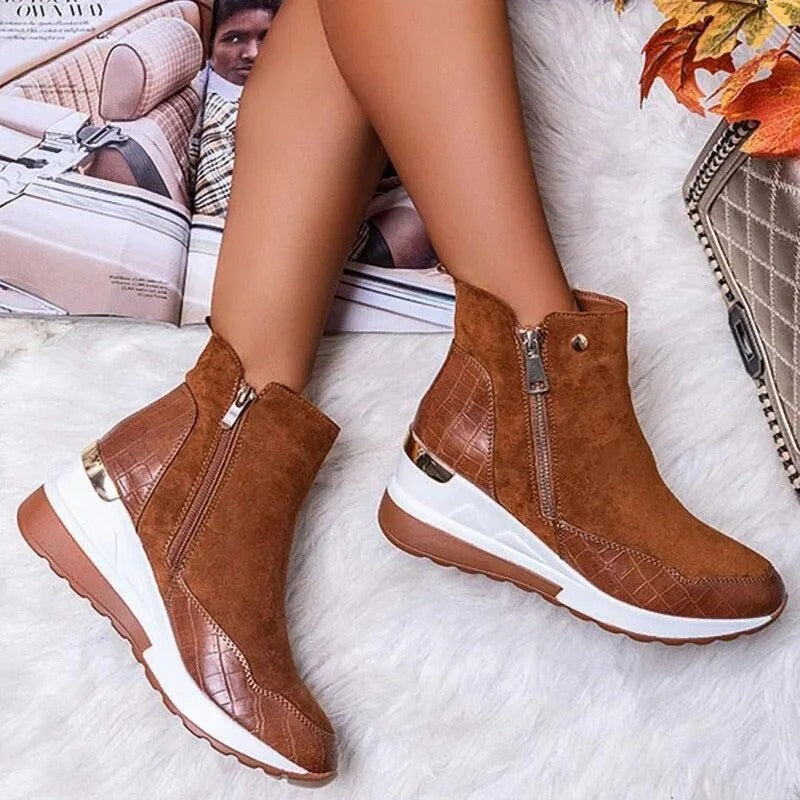 Orthopaedic Leather Ladies Ankle Boots - Emma-Brown-2-The Livary