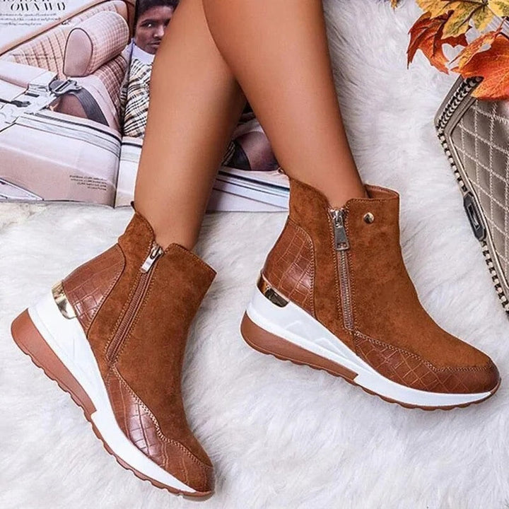 Orthopaedic Leather Ladies Ankle Boots - Emma-Brown-2-The Livary