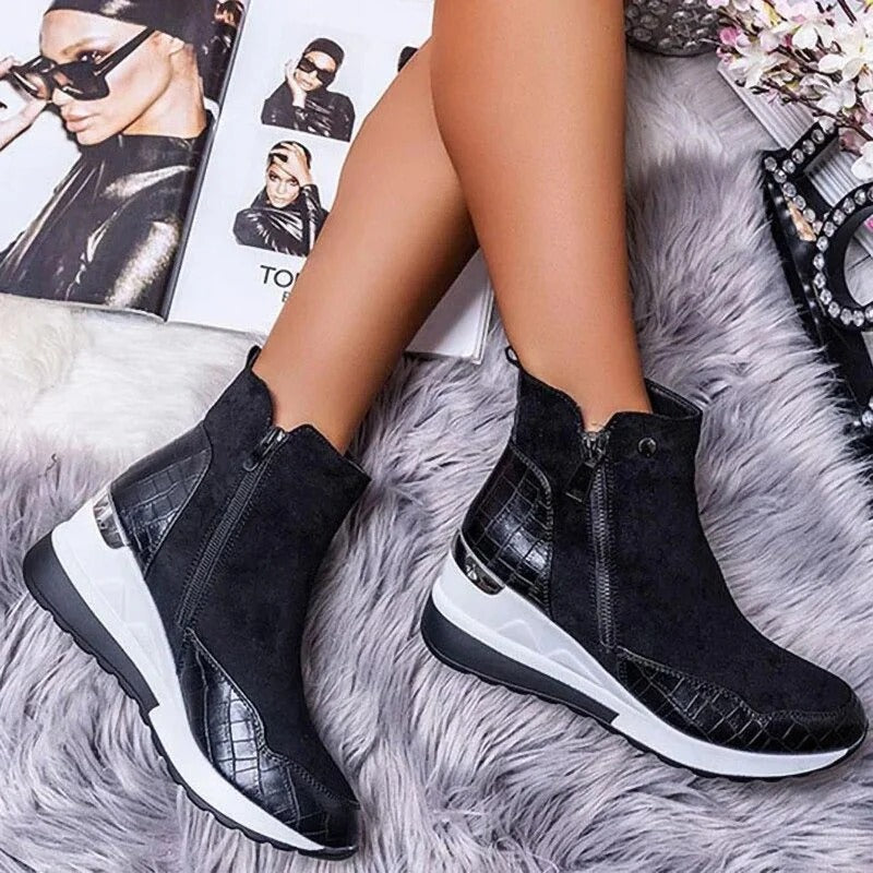 Orthopaedic Leather Ladies Ankle Boots - Emma-Black-2-The Livary