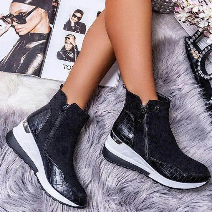 Orthopaedic Leather Ladies Ankle Boots - Emma-Black-2-The Livary