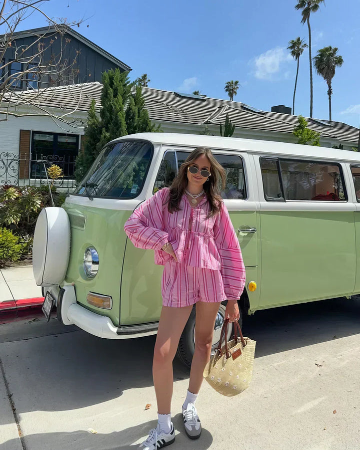 Lightweight leisure outfit for women – Solenne-Green-S-The Livary