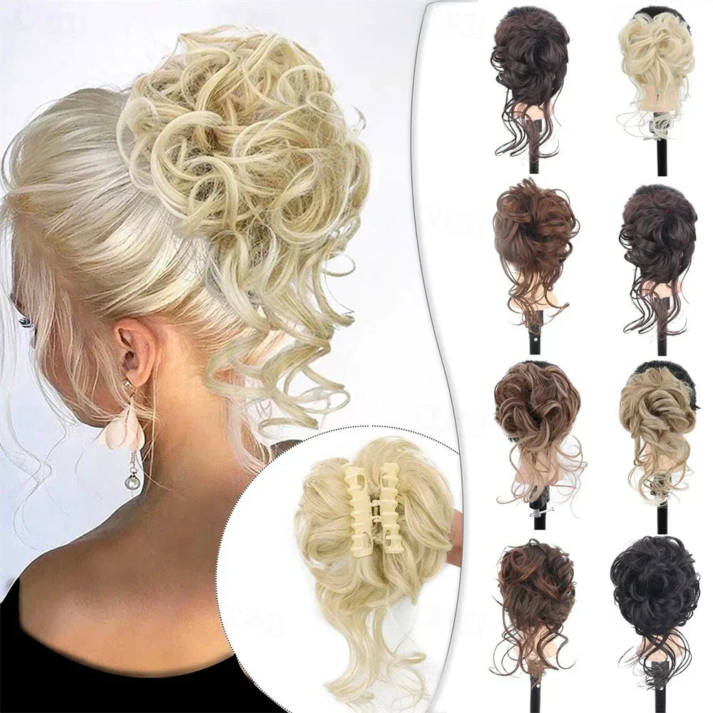 Clip with Hair Extension for Wavy Bun – CurlClip-Dark brown-The Livary