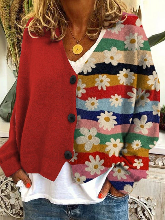 Trendy Patchwork Women's Waistcoat with Buttons - Elise-Style 1-S-The Livary