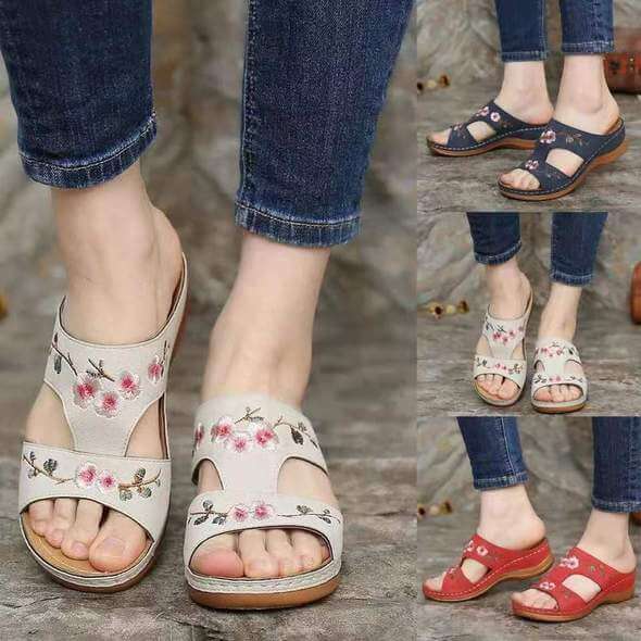 Orthopaedic flower sandals for women – Florina-Beige-2.5-The Livary
