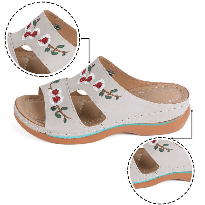 Orthopaedic flower sandals for women – Florina-Beige-2.5-The Livary