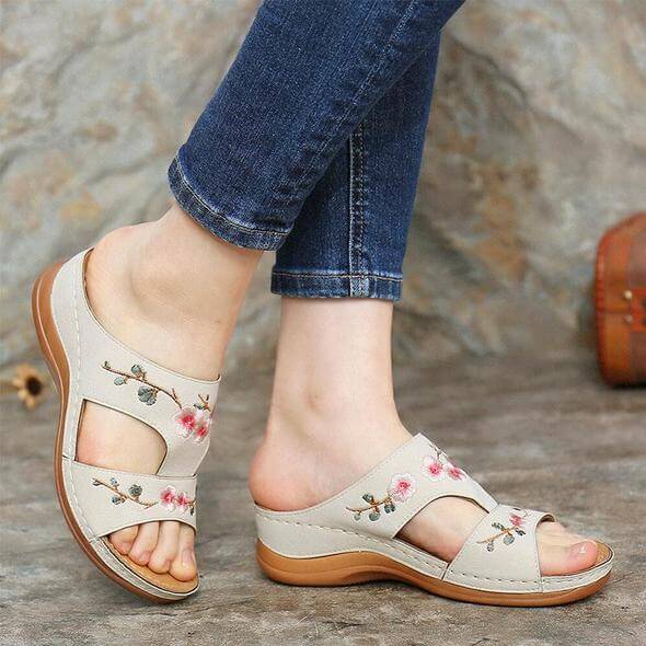 Orthopaedic flower sandals for women – Florina-Beige-2.5-The Livary