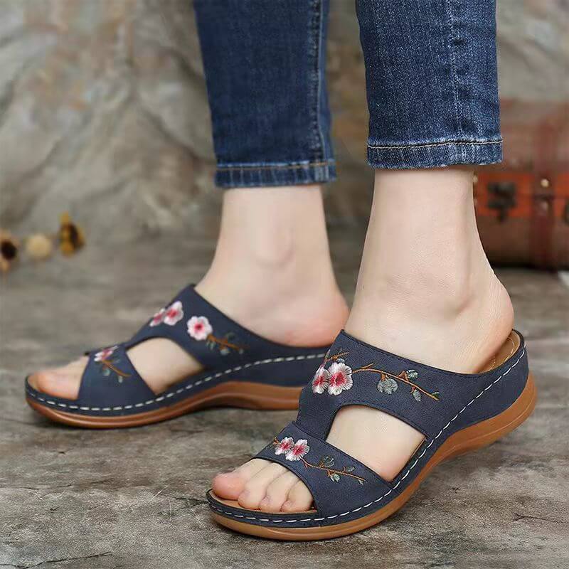 Orthopaedic flower sandals for women – Florina-Beige-2.5-The Livary