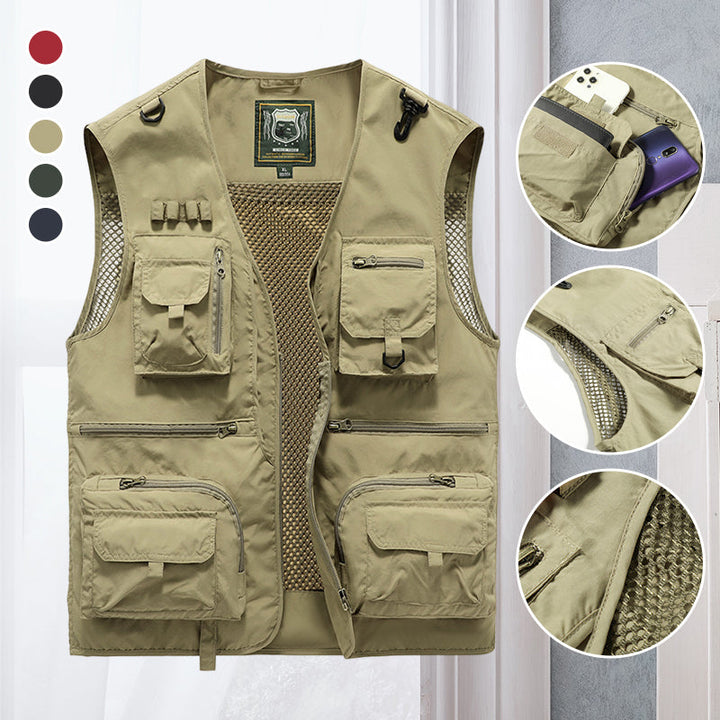 Light men's outdoor vest – Viktor-Khaki-S-The Livary